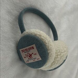 True Religion Denim and Cream Over-Ear earmuffs